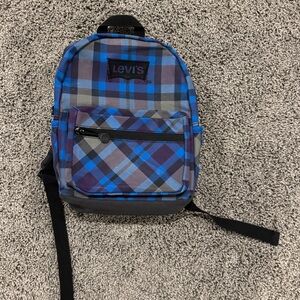 5/&25 Levi's Blue, purple, and Gray Checkered mini Backpack